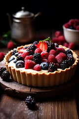 Wall Mural - a fruit tart with berries on top