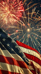 American flag fireworks celebration, suitable for phone wallpaper