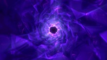 Shiny Glowing Purple Colored Tunnel Background. Flying Through Abstract Circular Tunnel. Vortex Tunnel. Futuristic Wormhole. Abstract Background With Connecting Dots And Lines. 4k 60 Fps Vj Video Loop