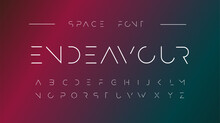 Endeavour Futuristic Font Alphabet Letters. Creative Minimalist Typographic Design. Science Technology, Space Logo Type, Headline, Scifi Cover