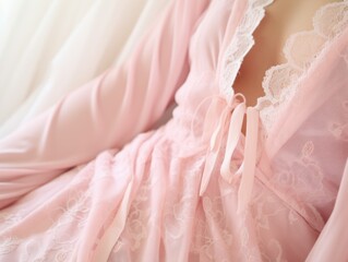 pink lace nightgown closeup.