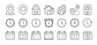 © lucky_xtian - Time, date and address concept editable stroke outline icons set isolated on white background flat vector illustration. Pixel perfect. 64 x 64.