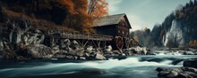 Old Historic Water Mill In Beautiful Landscape