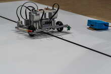 lego robot following a black line.