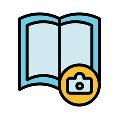 Sticker - Open Book Camera Filled Outline Icon