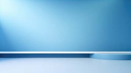 Wall Mural - Abstract blue studio background for product presentation. Empty room with shadows of window. Display product with blurred backdrop.