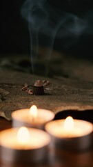 Wall Mural - Incense stick and burning candles