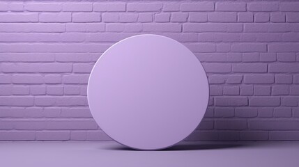 Wall Mural - Empty violet circle base on wall for logo mockup, front view, high quality, high resolution, UHD, 8k