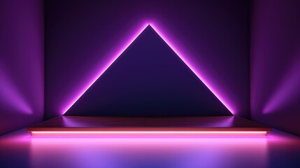 Wall Mural - Neon background with a neon light, in the style of minimalist geometrics, light purple and bronze, tabletop photography, illusionary architectural elements, uhd image, 