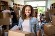 © sambath - Young female college student moving her stuff out of home to a college dorm with her smiling parents in the background