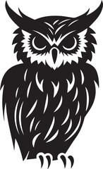 Wall Mural - Owl black silhouette isolated on white background