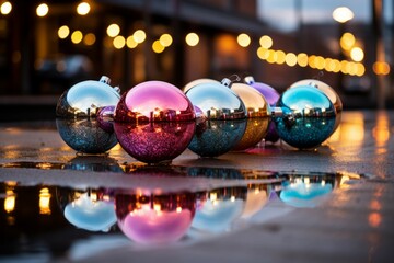 Poster - Reflective Christmas Balls - Generative AI