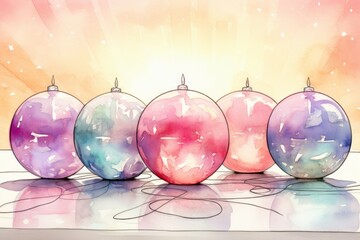 Canvas Print - Reflective Christmas Balls - Generative AI