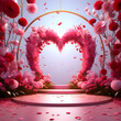 Floral Frame Digital Backdrops, digital backdrop red backgrounds for wedding design, Red design backgrounds, roses, hearts and candles heart shaped confetti on white