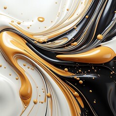 An abstract of black and golden liquids