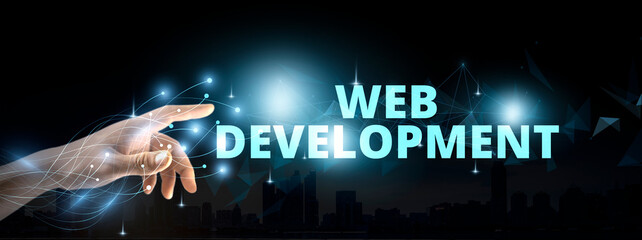 Wall Mural - web development coding programming internet technology business concept on degital screen