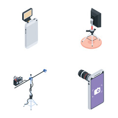 Poster - Isometric Icon Bundle of Phone Photography Gear 

