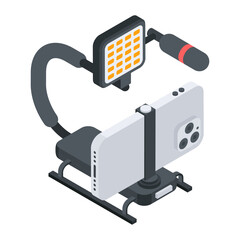 Sticker - Trendy isometric icon of a digital camera 