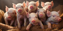 Pig Farm. Little Piglets. Agriculture Industry