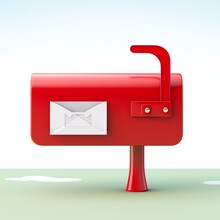 A Red Mailbox With A White Envelope