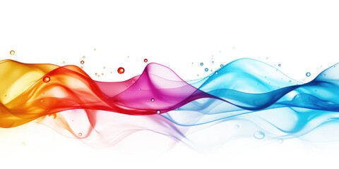 Wall Mural - rainbow colored water wave splashing, long colorful liquid banner isolated on white or transparent png background