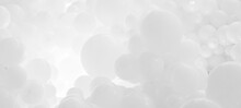 White Background With Flying Balloons - Clean Design, 3d Abstract Realistic Banner.