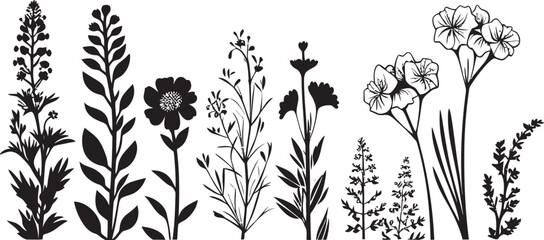 Botanical Silhouette Perimeter Floral Vector Logo Monochrome Flora Embrace Black Floral Icon Design
