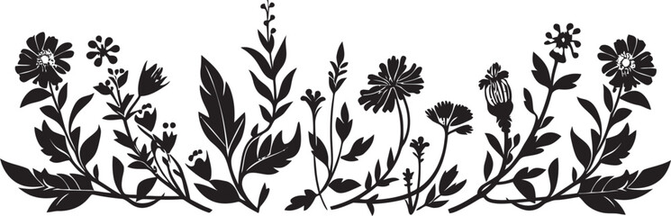 Elegant Floral Frame Botanical Vector Border Icon Enigmatic Inked Garden Edge Black Floral Emblem