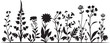 © BABBAN - Botanical Silhouette Border Floral Vector Emblem Monochrome Petal Framework Black Floral Border Icon
