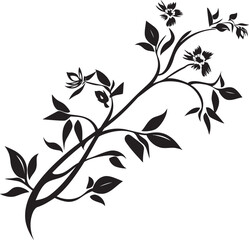 Blossom and Wine Black Emblem Vineyard Elegance Monochrome Icon