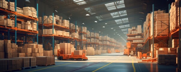 Wall Mural - Logistics distributions warehouse. Generative ai