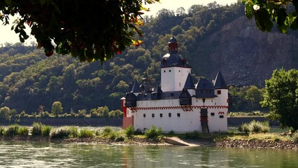 Canvas Print - castle pfalzgrafenstein by kaub germany video