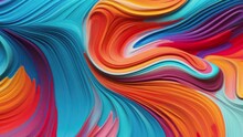 Abstract Colorful Background With Lines And Waves. Acrylic Ink Pattern Animation