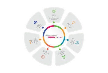 Poster - Infographic business template concept of seven options of business project management concept presentation