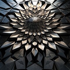 Wall Mural - Abstract steel metal symmetrical polygonal 3d background