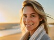 © D'Arcangelo Stock - Adult middle aged smiling woman on the beach