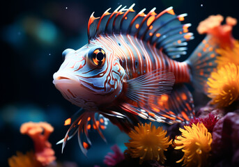 Wall Mural - Colorful fish in the ocean. Underwater life. AI generated