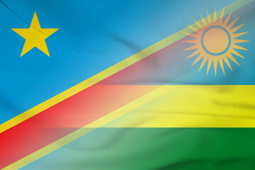 Wall Mural - Democratic Republic of the Congo and Rwanda political flag transborder negotiation RWA COG