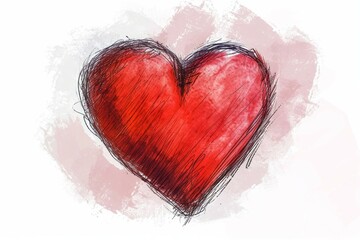 Wall Mural - Abstract heart drawing in pencil. Background with selective focus and copy space