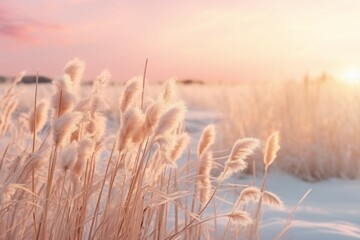 Wall Mural - Fluffy nature in trendy color. Background with selective focus and copy space