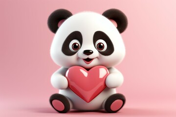 Poster - Cute panda. Background with selective focus and copy space