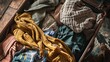 © BraveSpirit - Suitcase is stuffed with clothes and personal belongings, thorough preparation for the trip. A packed suitcase conveys the anticipation and excitement of starting a trip