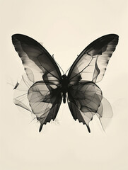 Wall Mural - A Minimal Illustration Of A Single Abstract Butterfly In A Monochrome Palette