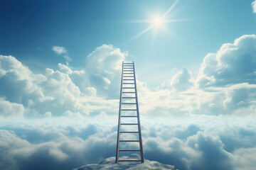 Poster - A visual metaphor of a ladder, representing the upward mobility and access to opportunities that social justice strives to provide. Generative Ai.