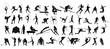 set of silhouettes of sport people
