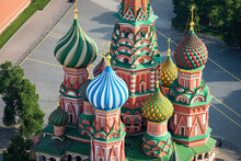 Moscow, Russia, Red Square St. Basil's Cathedral Aerial View