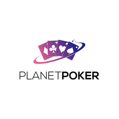 Planet Poker modern logo, illustration gambling, gaming sign.