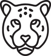amur leopard portrait, icon outline