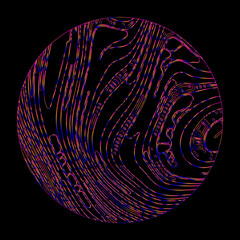 Wall Mural - cirle with a glitched and distorted pattern of lines in neon holographic colors. modern logotype tem