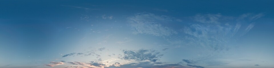 Wall Mural - 360 panorama, vibrant sunset sky, cirrus clouds, perfect for immersive game design and sky replaceme